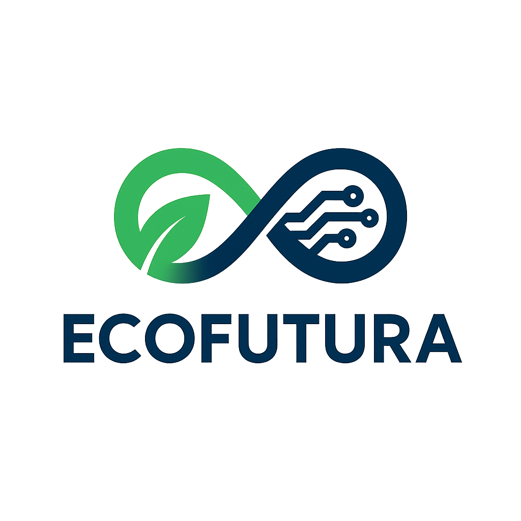 EcoFutura logo - oneindigheidssymbool: blad en circuit